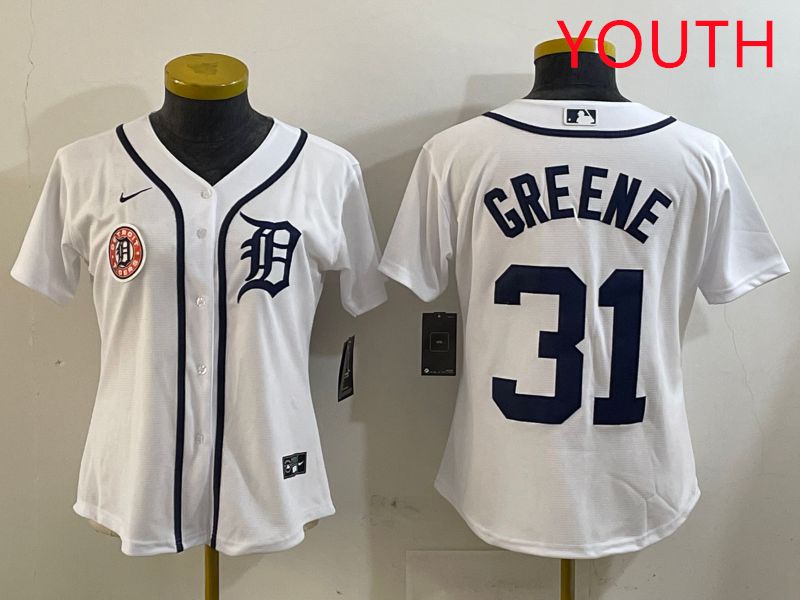 Youth Detroit Tigers 31 Greene White Game 2025 Nike MLB Jersey style 3
